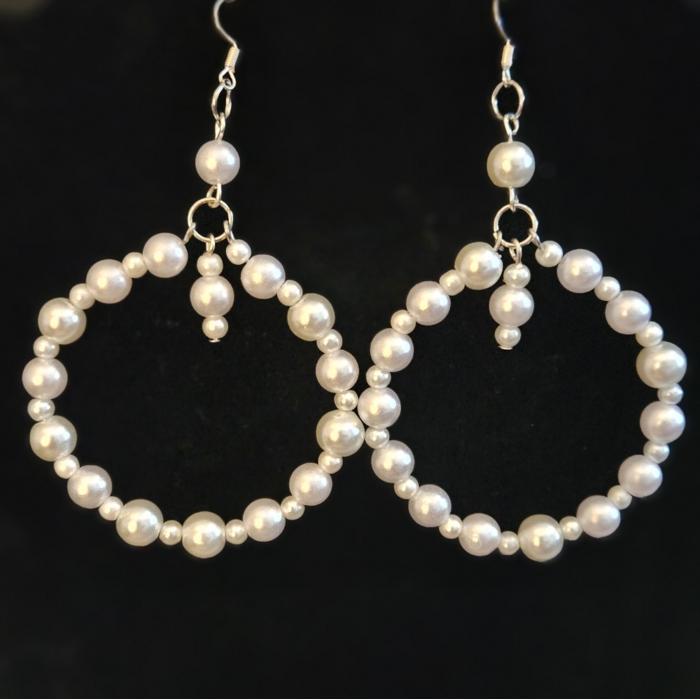 Beautiful pearls white color hoops